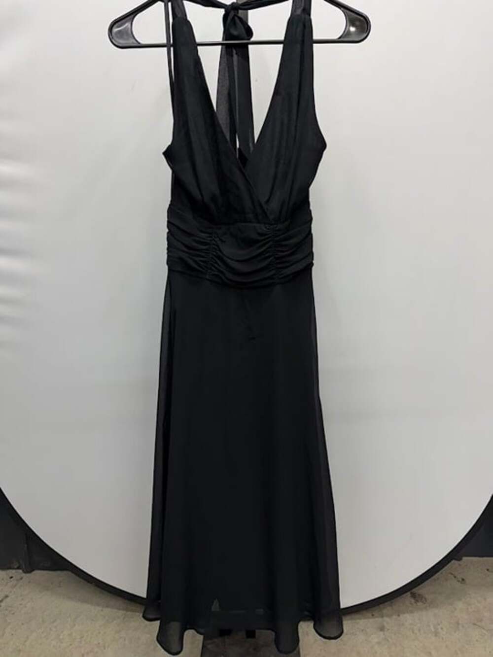 Dressbarn Collection Vintage Black Halter Neck Ruched Maxi Dress